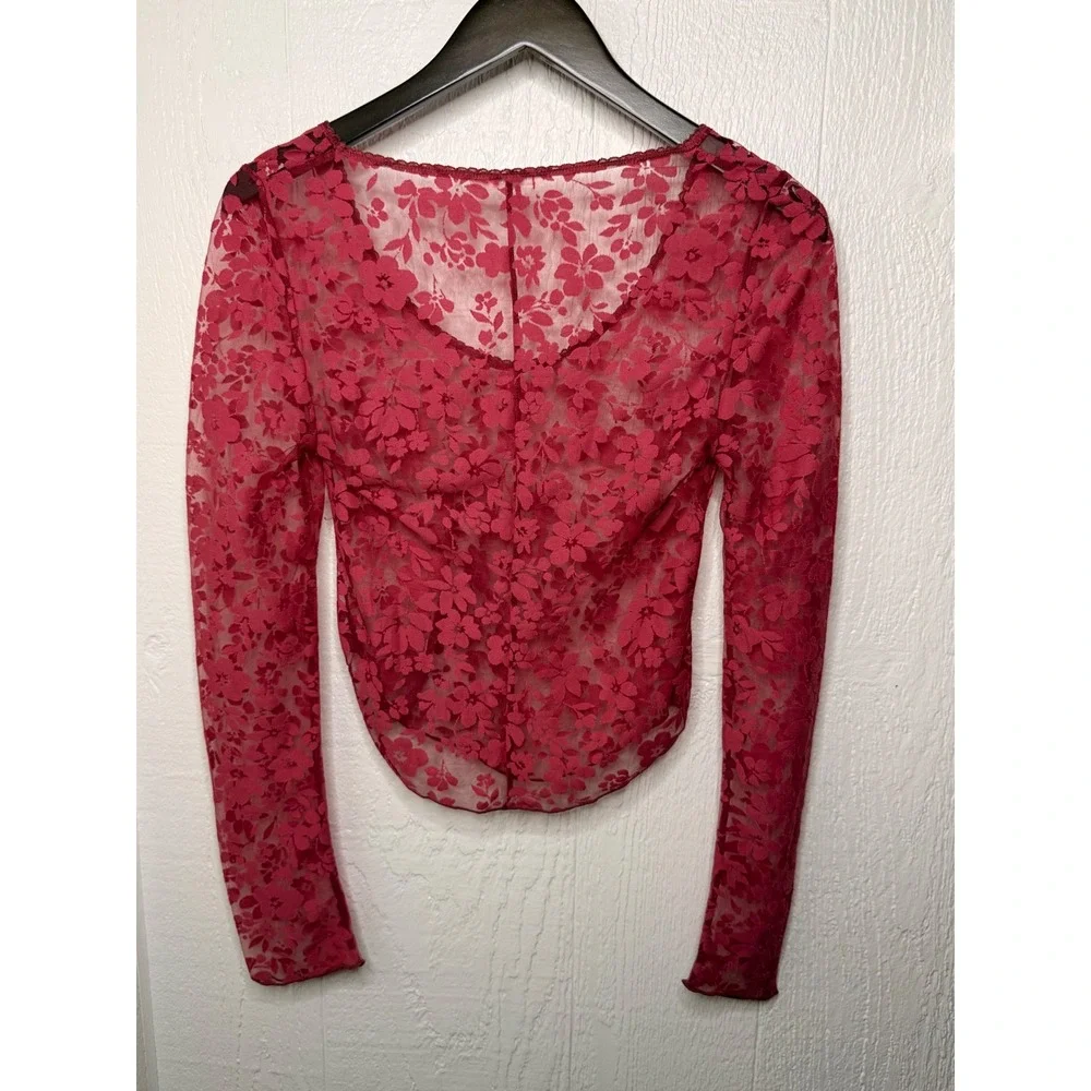 Free People Intimately Sheer Floral Burnout Mesh Scoop Neck early sunsets